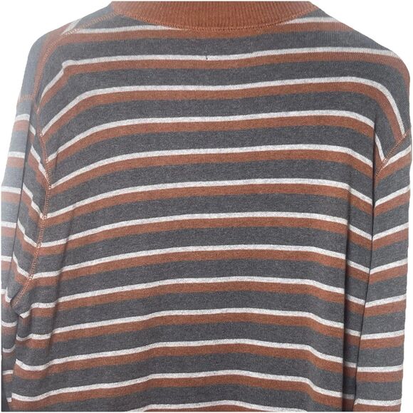 Covington Men’s‎ XL 100% Cotton Striped 1/4 Zip Sweater Gray Brown Orange Casual - Picture 4 of 7